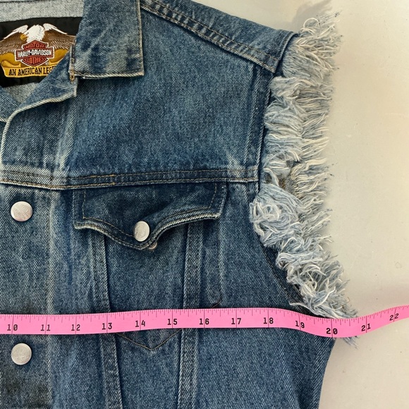 Vintage 1980's Harley Davidson Patriotic American Flag Denim Biker Vest size XXL - Picture 7 of 7